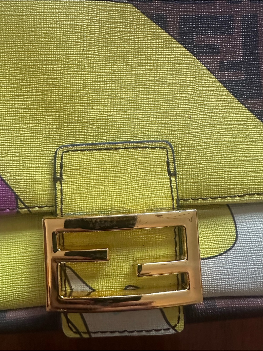 Fendi Brown Monogram Baguette with Yellow and Pink Graphic - Picture 9 of 12